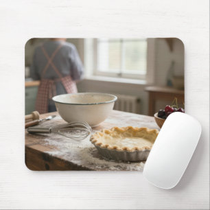 Homemade Cherry Pie In a Retro Kitchen Mouse Mat