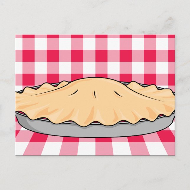 homemade cherry pie on chequered background postcard (Front)