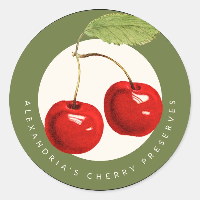 Homemade Cherry Preserves or Jelly Classic Round Sticker (Front)