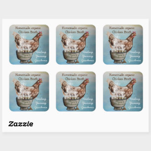 homemade chicken broth square sticker