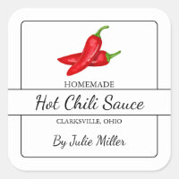Homemade Chilli Sauce Square Label