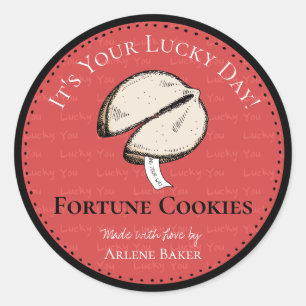 Homemade Chinese Fortune Cookie Red DIY Labels