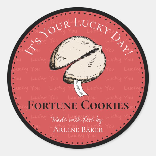 Homemade Chinese Fortune Cookie Red DIY Labels (Front)
