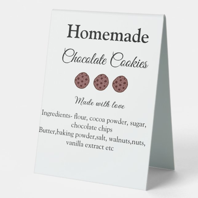Homemade chocolate cookies made with love add text (Front)