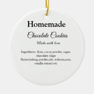 Homemade chocolate cookies made with love add text ceramic tree decoration