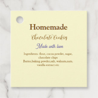Homemade chocolate cookies made with love add text favour tags