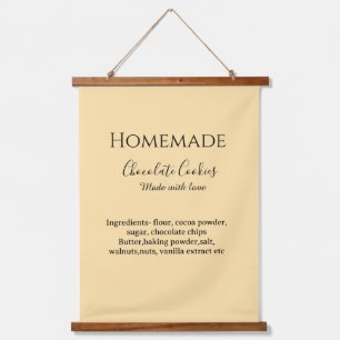 Homemade chocolate cookies made with love add text hanging tapestry