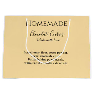 Homemade chocolate cookies made with love add text large gift bag