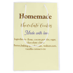 Homemade chocolate cookies made with love add text medium gift bag