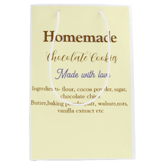 Homemade chocolate cookies made with love add text medium gift bag