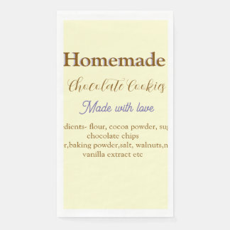 Homemade chocolate cookies made with love add text napkin