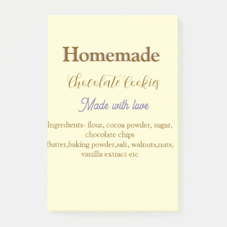 Homemade chocolate cookies made with love add text post-it notes
