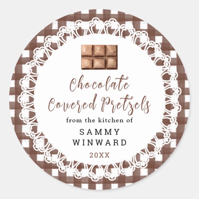 Homemade Chocolate Covered Pretzels Label (Front)