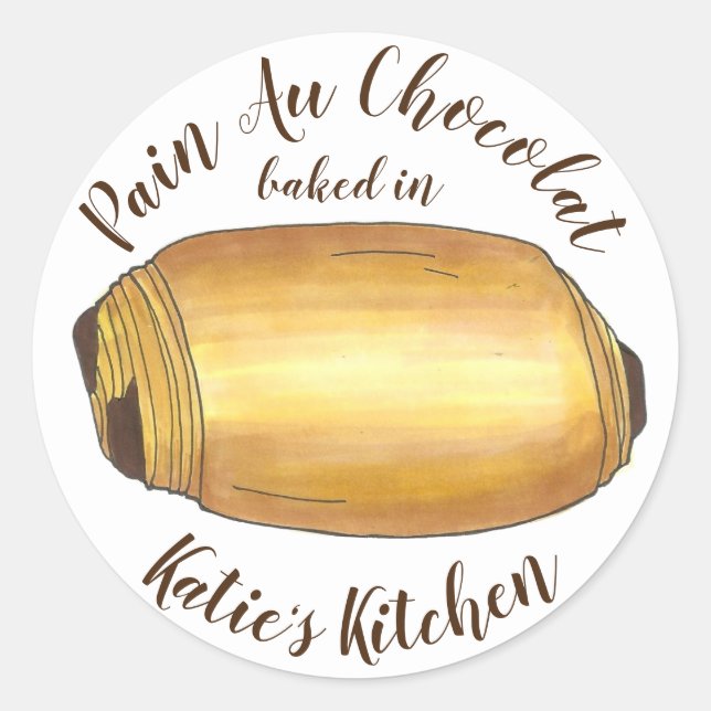 Homemade Chocolate Croissant Pain Au Chocolat Classic Round Sticker (Front)