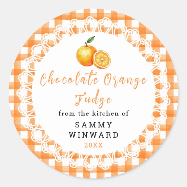 Homemade Chocolate Orange Fudge Label (Front)