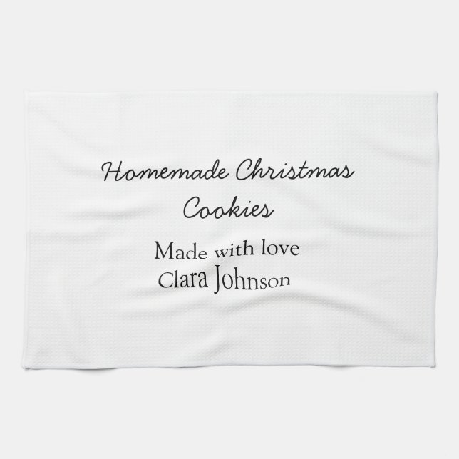 Homemade Christmas cookies made with love add name Tea Towel (Horizontal)