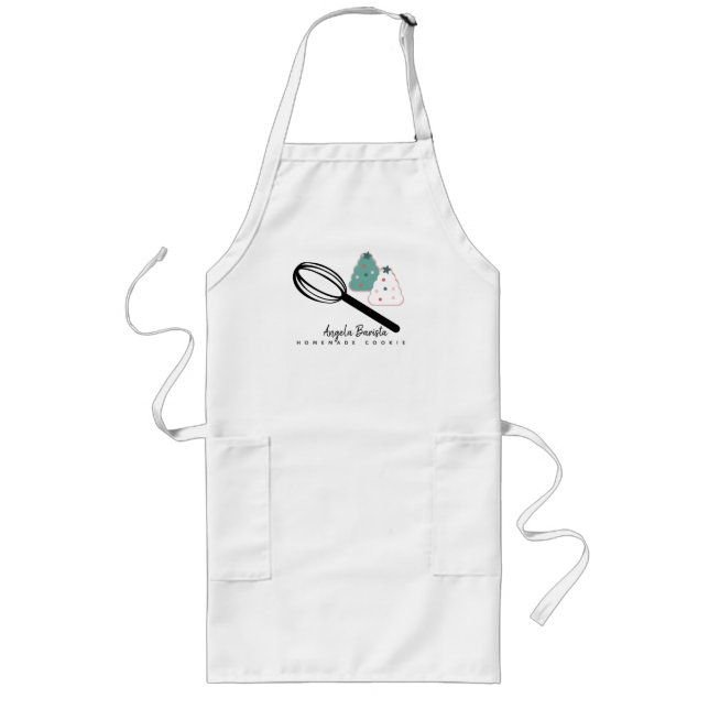 Homemade Christmas Cookies Whisk Hand Drawn Long Apron (Front)