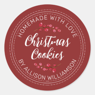 Homemade Christmas Cranberry Cookies Red Classic Round Sticker