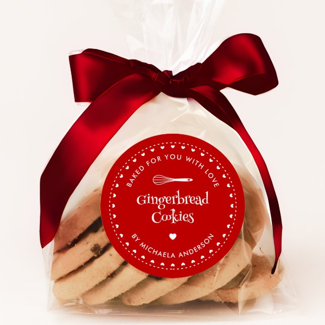 Homemade Christmas Holiday Gift Baked With Love Classic Round Sticker (Creator Uploaded)