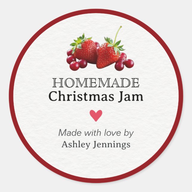 Homemade Christmas Jam Label | Custom Sticker (Front)