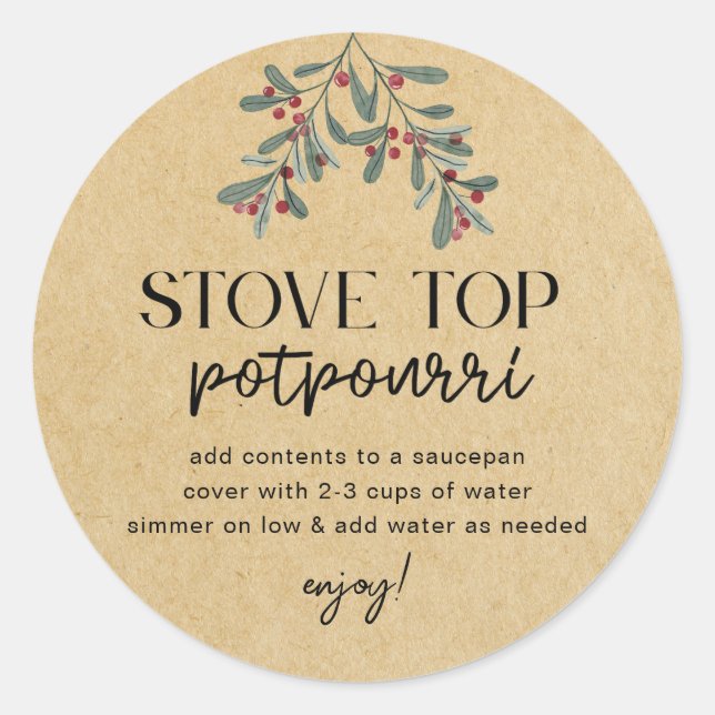Homemade Christmas Stovetop Potpourri Holiday Gift Classic Round Sticker (Front)