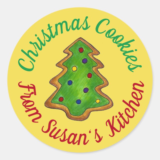 Homemade Christmas Tree Cookies Personalised Classic Round Sticker (Front)