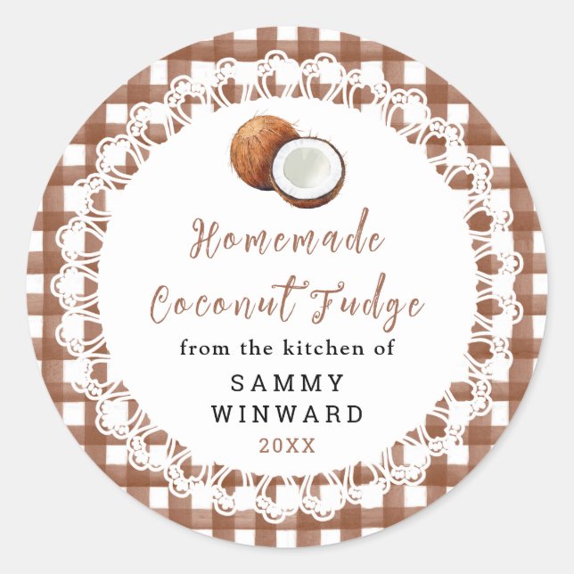 Homemade Coconut Fudge Label (Front)