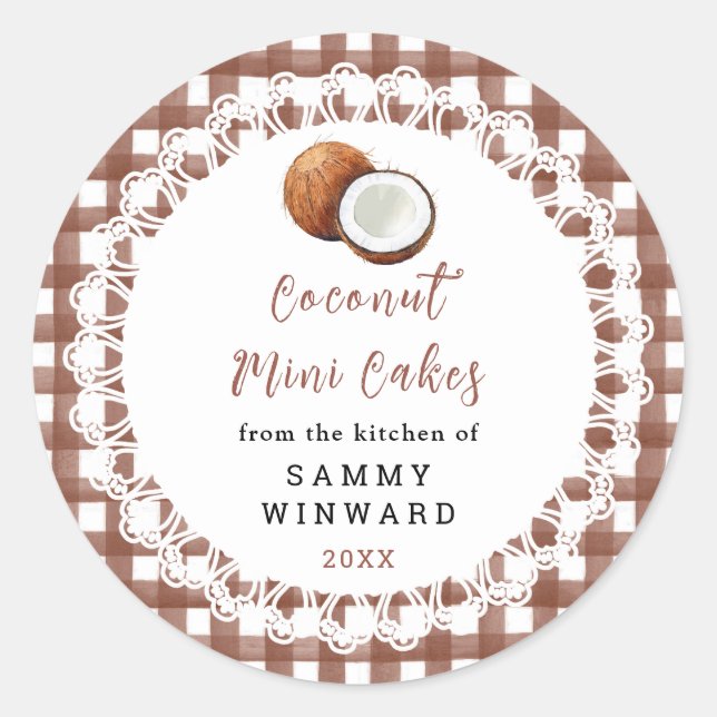 Homemade Coconut Mini Cakes Label (Front)