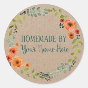 Homemade Cookie Cake Vintage Craft Floral Wreath Classic Round Sticker