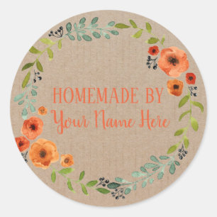 Homemade Cookie Cake Vintage Craft Floral Wreath Classic Round Sticker