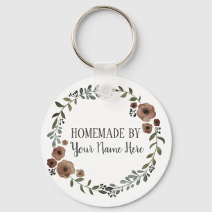 Homemade Cookie Cake Vintage Craft Floral Wreath Key Ring