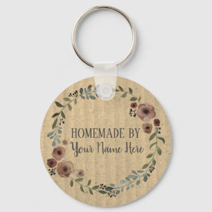 Homemade Cookie Cake Vintage Craft Floral Wreath Key Ring