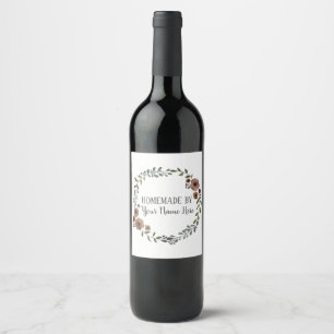 Homemade Cookie Cake Vintage Craft Floral Wreath Wine Label