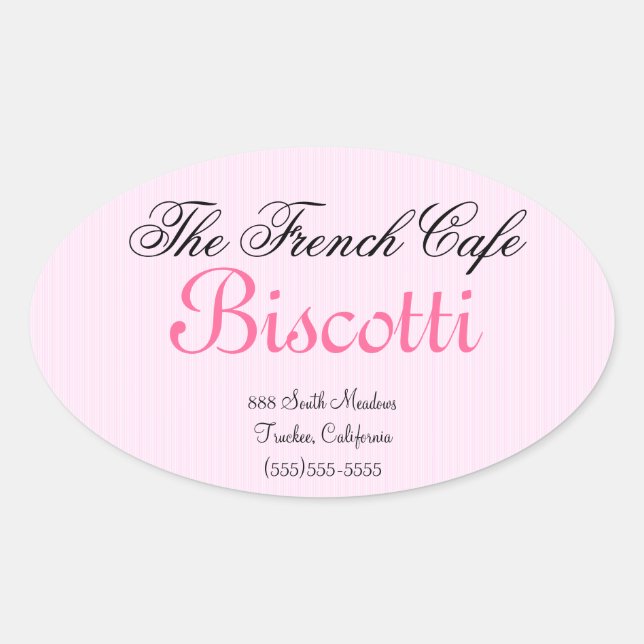 Homemade Cookie Label-Pink Stripe Oval Sticker (Front)