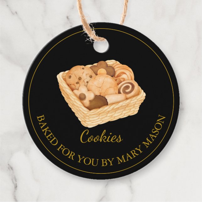 Homemade Cookies Favour Tags | Black (Front)