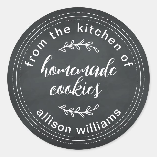 Homemade Cookies From the Kitchen of Chalkboard Classic Round Sticker (Front)