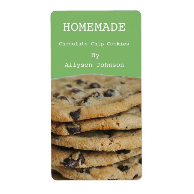 Homemade Cooking Chocolate Chip Cookies Labels (Front)