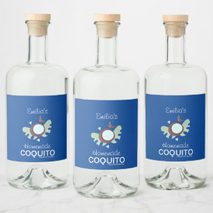 Homemade Coquito Recipe Business Branding Liquor Bottle Label