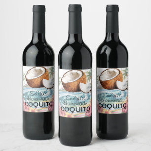 Homemade Coquito Recipe Coconut Beach Wine Label