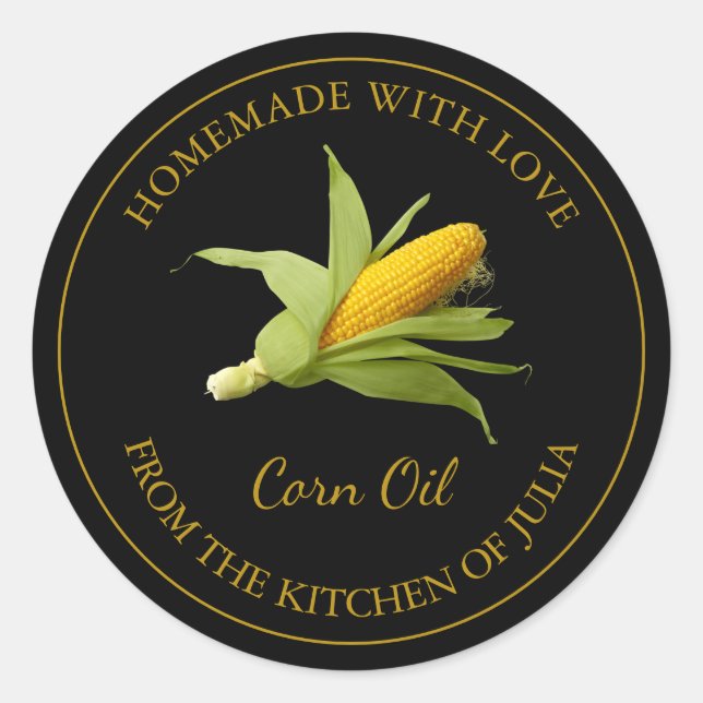 Homemade Corn Oil Label | Black (Front)