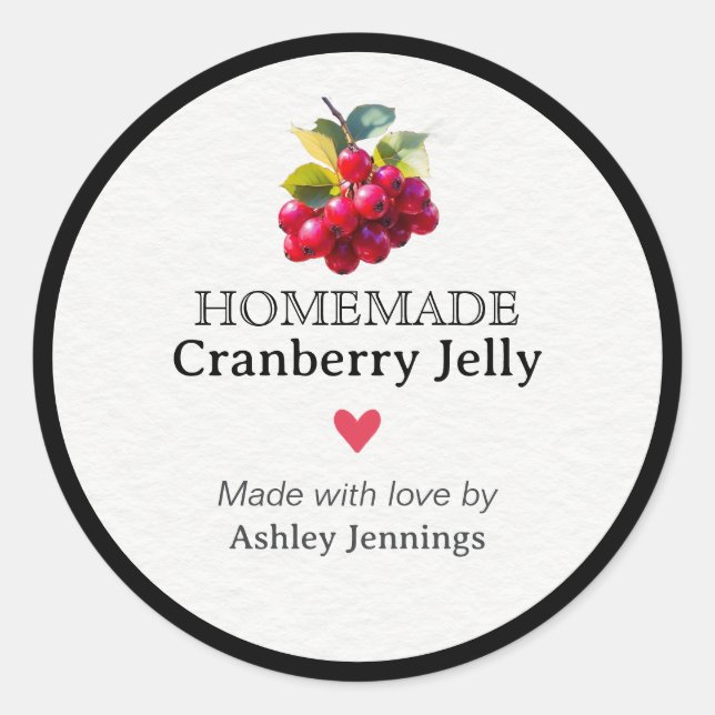 Homemade Cranberry Jelly Label Custom Sticker  (Front)