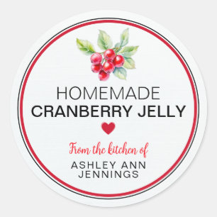 Homemade Cranberry Jelly Label Holiday Canning