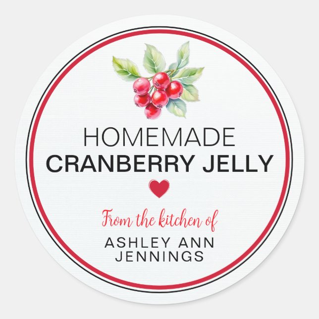 Homemade Cranberry Jelly Label | Holiday Canning (Front)