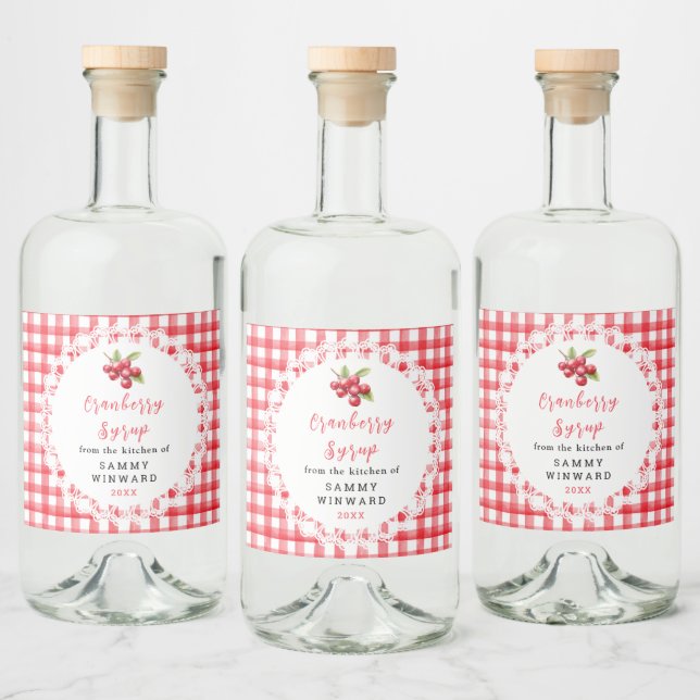 Homemade Cranberry Syrup Bottle Label (Bottles)