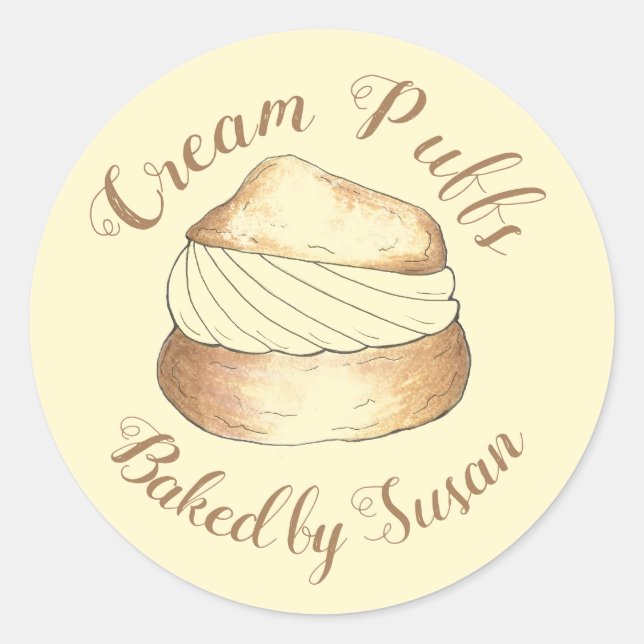 Homemade Cream Puffs Creampuff Pastry Baked By Classic Round Sticker (Front)