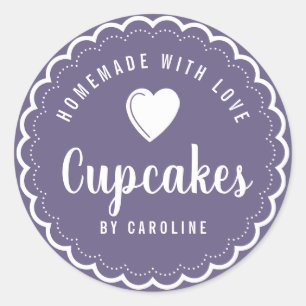 homemade cupcakes bakery purple classic round sticker