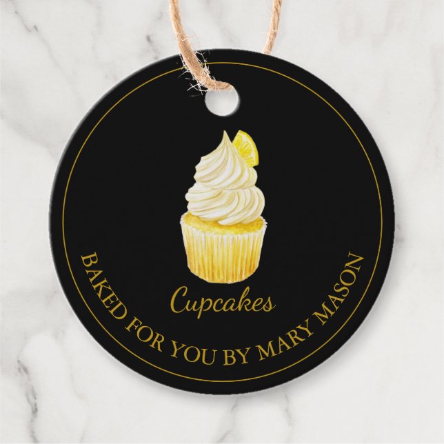 Homemade Cupcakes Favour Tags | Black (Front)
