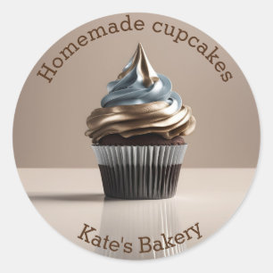 Homemade Cupcakes Gold Beige Round Sticker