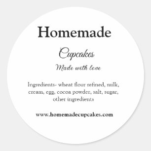 Homemade cupcakes made with love add text website classic round sticker