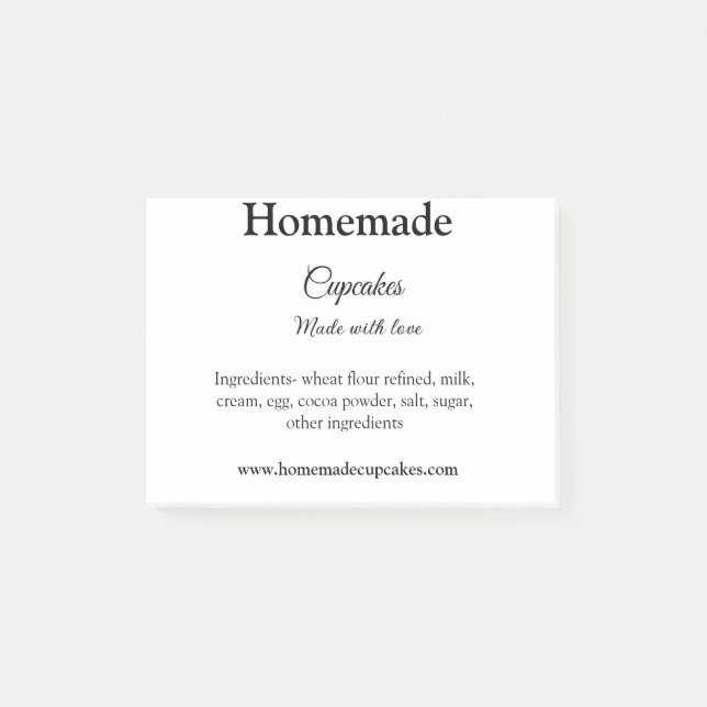 Homemade cupcakes made with love add text website post-it notes (Front)